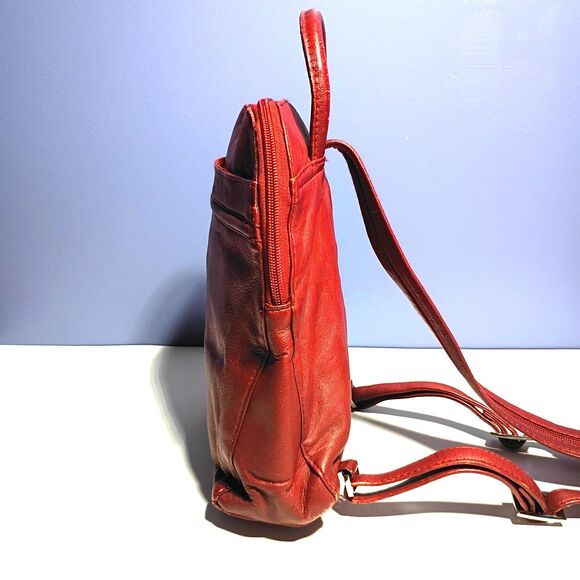 Wilsons Leather Red Leather Backpack Purse Shoulder Bag - Picture 5 of 16